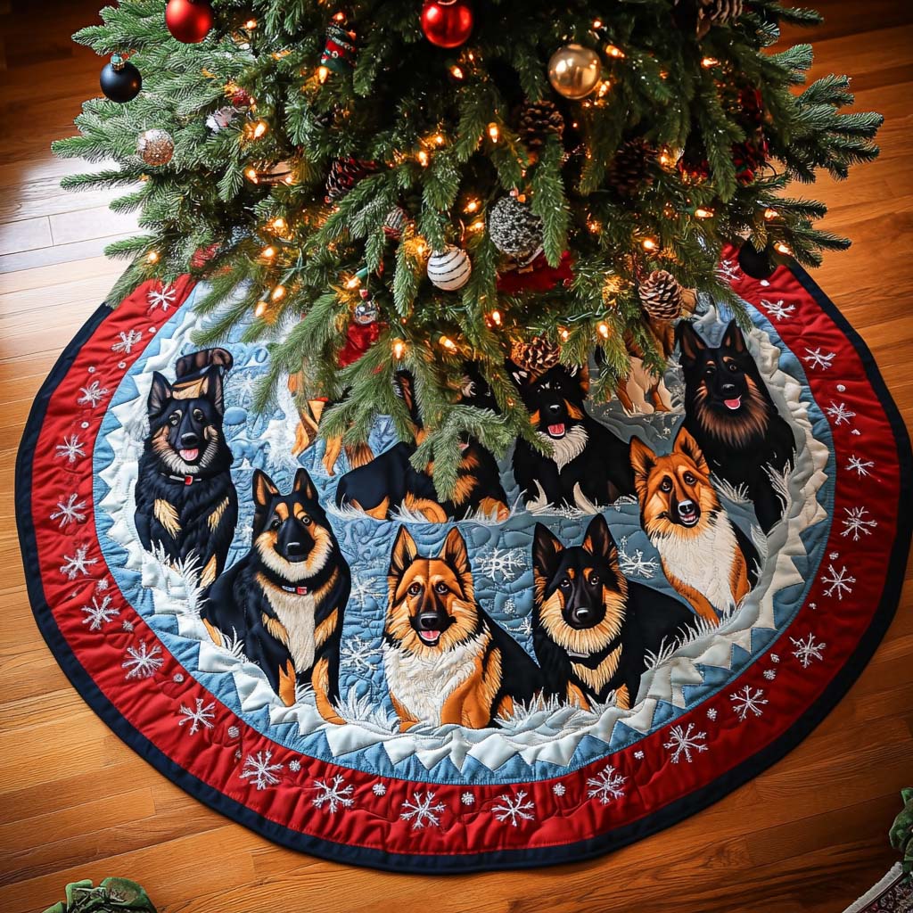German Shepherd Elegance Christmas Quilted Tree Skirt-Myprintsy
