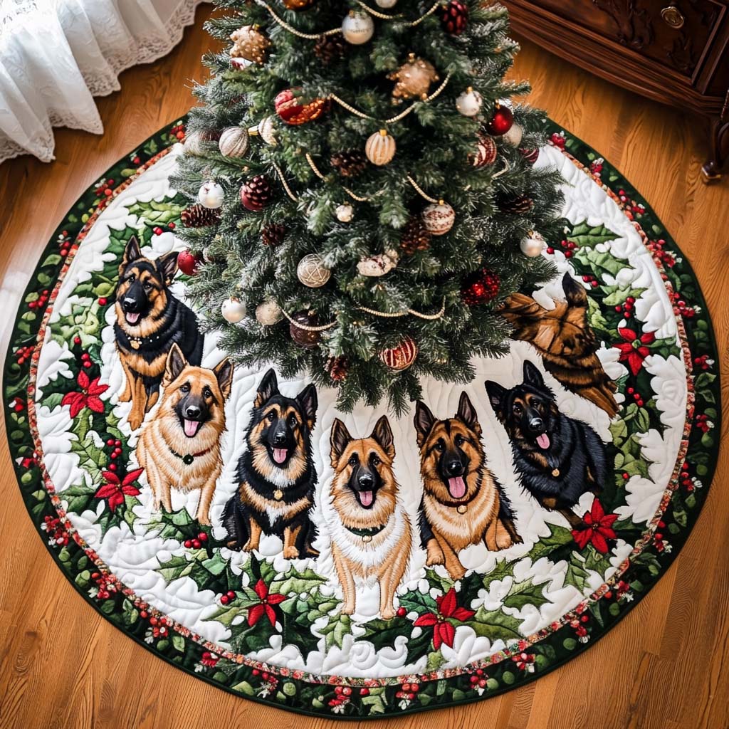 German Shepherd Harmony Christmas Quilted Tree Skirt VTQ-Myprintsy