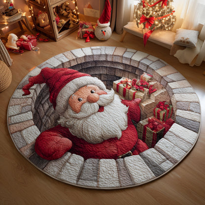 Gift Santa Claus Illusion Quilted Round Mat VTQ-Myprintsy