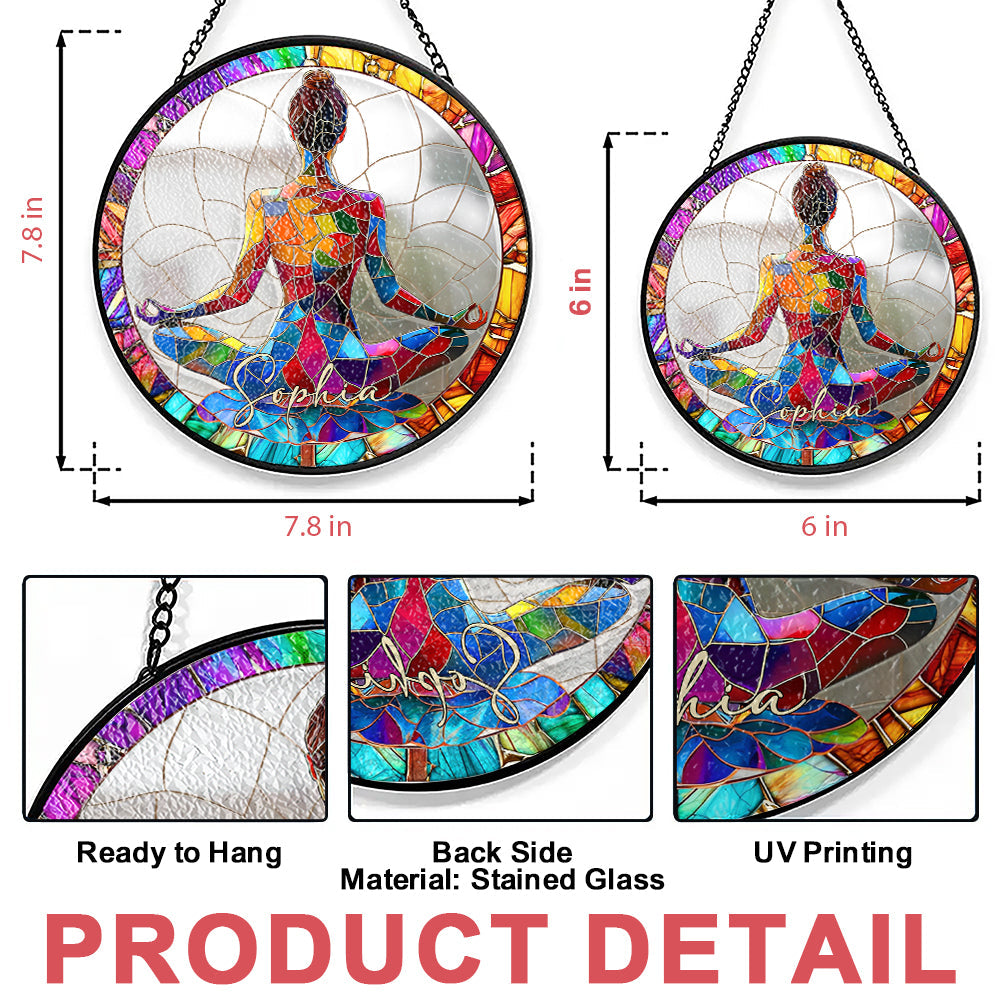 Gifts for Yoga Lovers & Yoga Gifts for Her - Personalized Stained Glass Window Hanging Suncatcher-Myprintsy