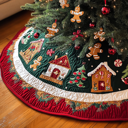 Ginger Joy Quilted Christmas Tree Skirt VH VTQ-Myprintsy