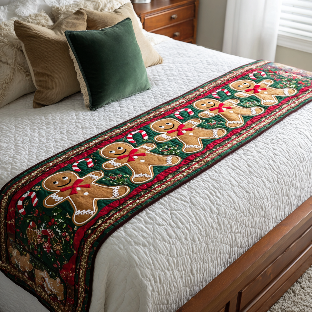 Gingerbread Cheer Quilted Bed Runner VTQ-Myprintsy