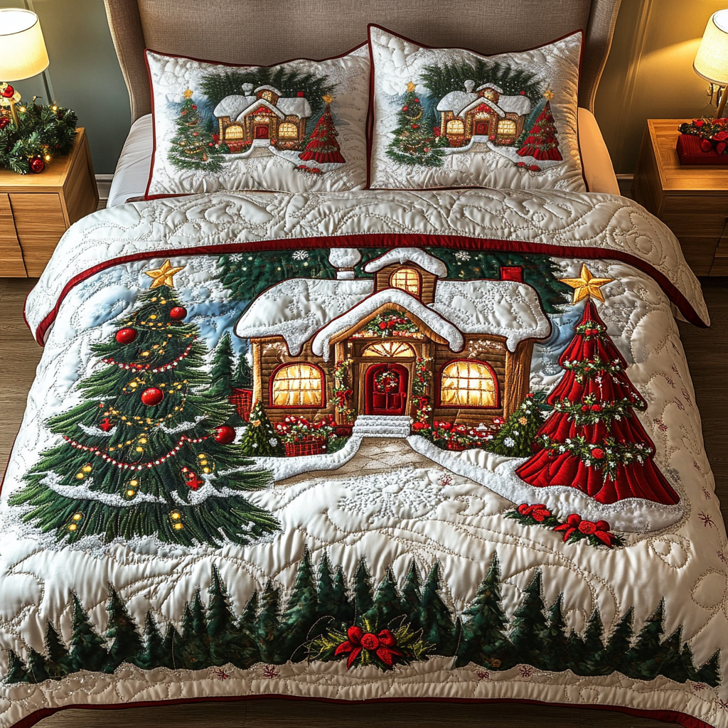 Gingerbread Cottage -Piece Quilted Bedding Set VH VTQ-Myprintsy