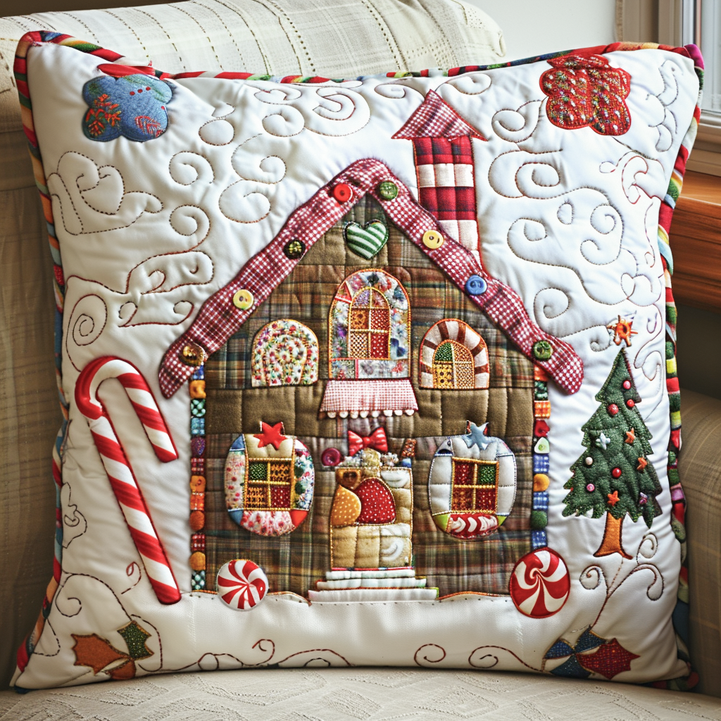 Gingerbread Cottage Quilted Pillow Case VTQ-Myprintsy