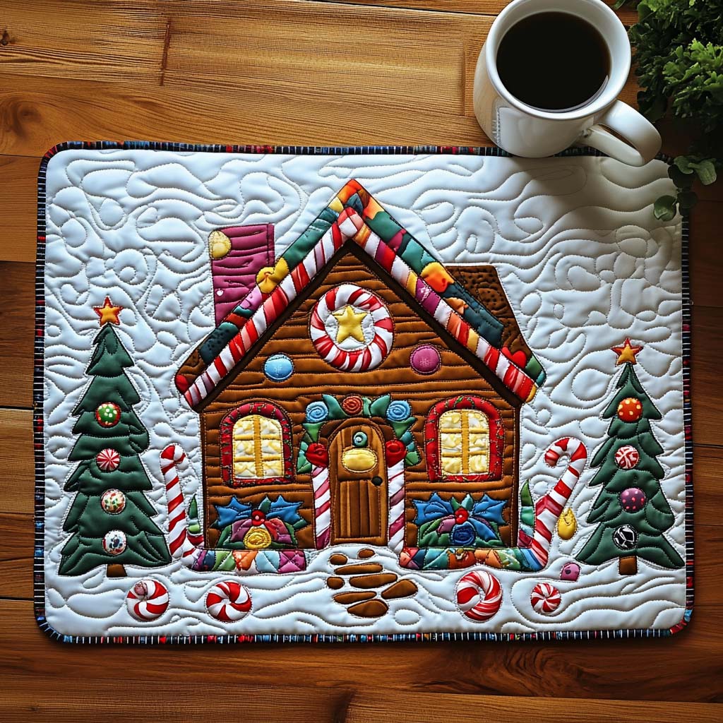 Gingerbread Cottage Quilted Placemat VTQ-Myprintsy