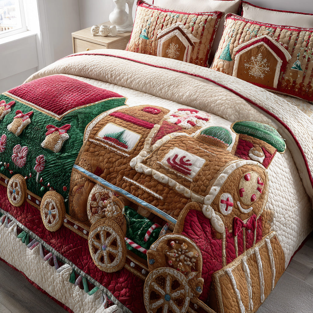 Gingerbread Cozy Lane -Piece Quilted Bedding Set VTQ-Myprintsy
