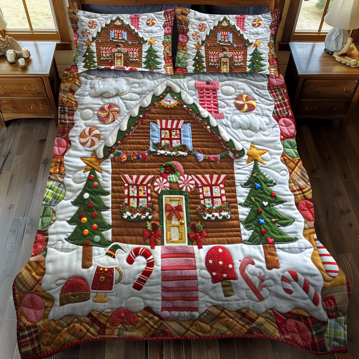 Gingerbread Delight -Piece Quilted Bedding Set VTQ-Myprintsy