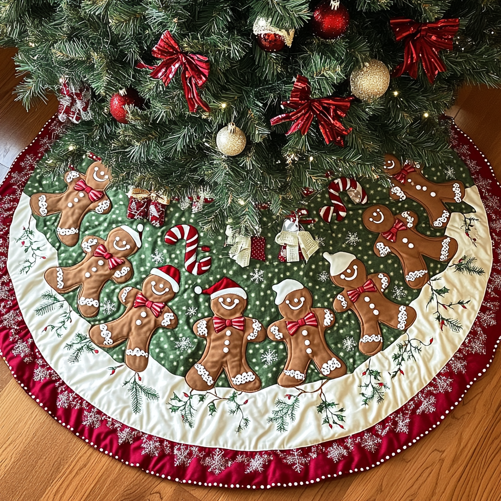 Gingerbread Dreams Christmas Quilted Tree Skirt-Myprintsy
