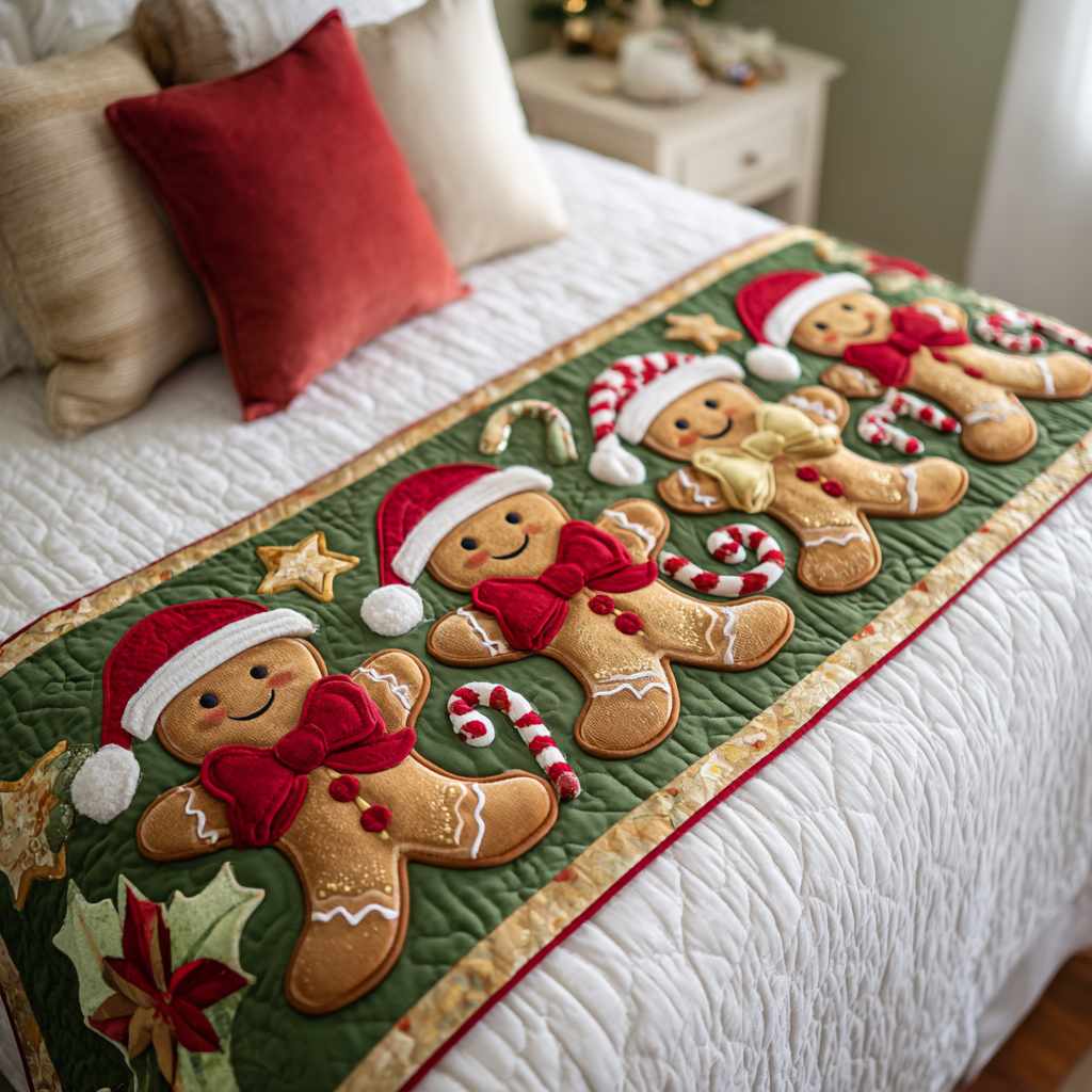 Gingerbread Dreams Quilted Bed Runner VTQ-Myprintsy