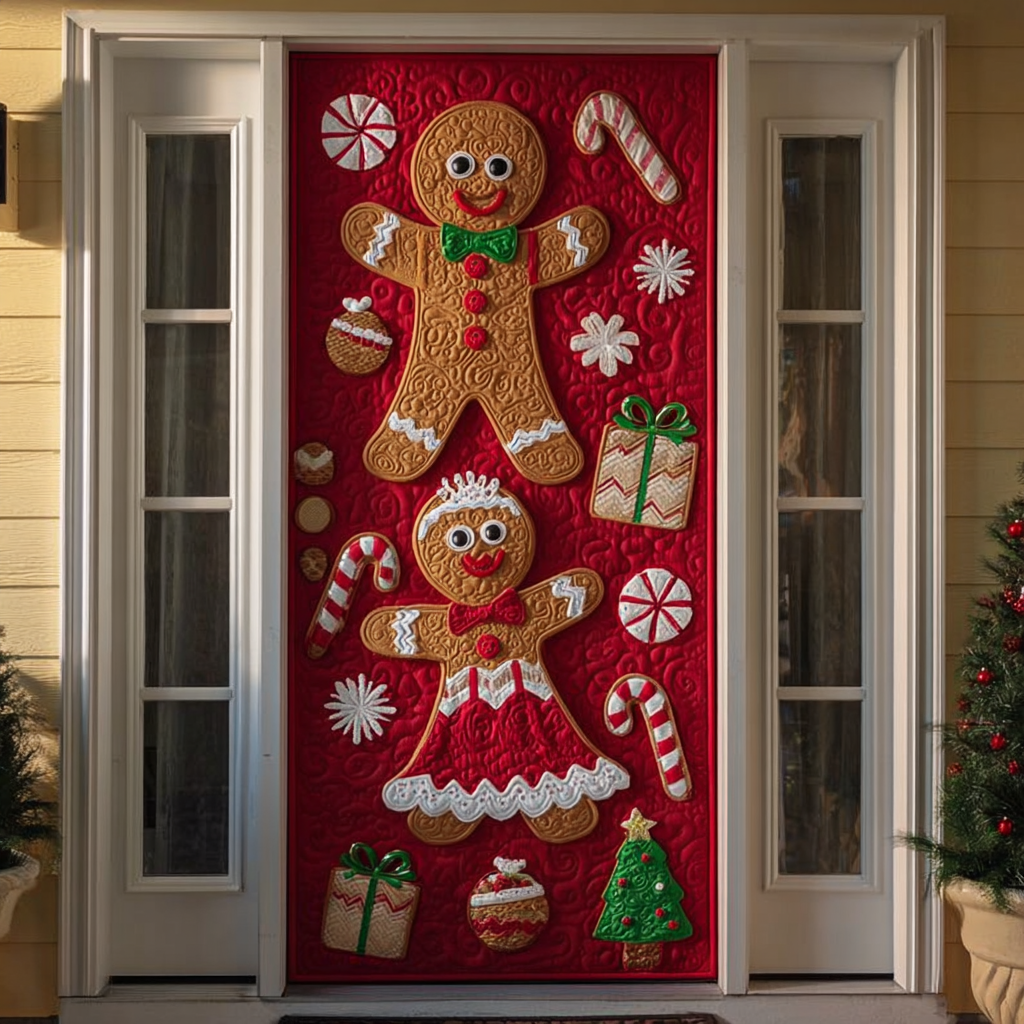 Gingerbread Echo Quilted Door Cover VTQ-Myprintsy