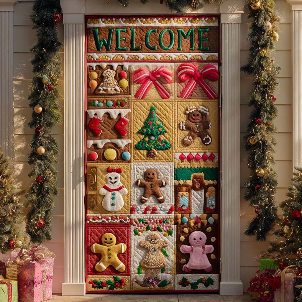 Gingerbread Gatehouse Quilted Door Cover VTQ-Myprintsy