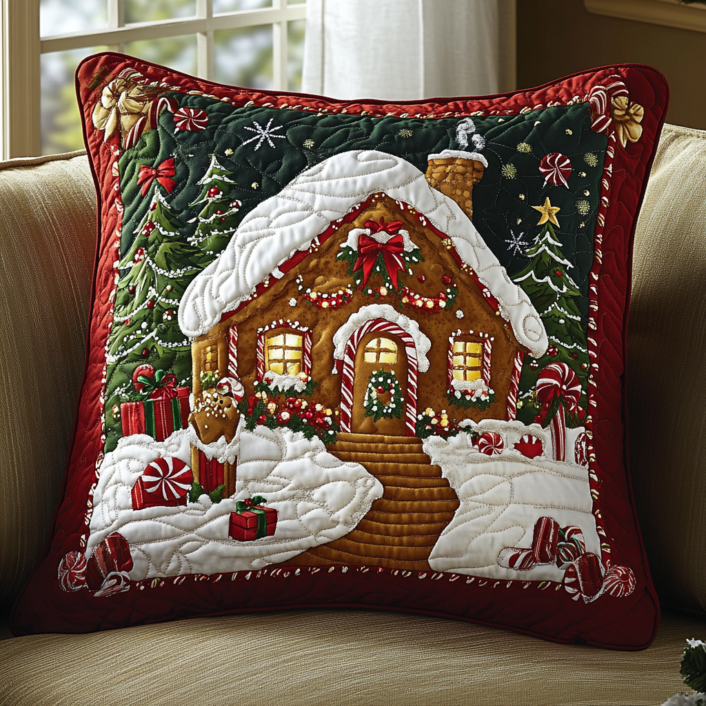 Gingerbread Glow Quilted Pillow Case VH VTQ-Myprintsy