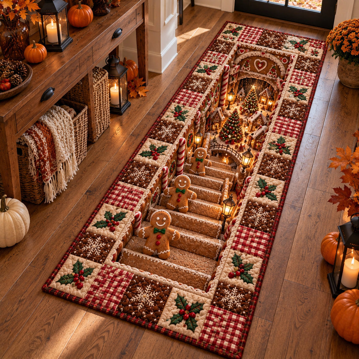 Gingerbread Holiday Stairway Runner Carpet VTQ-Myprintsy