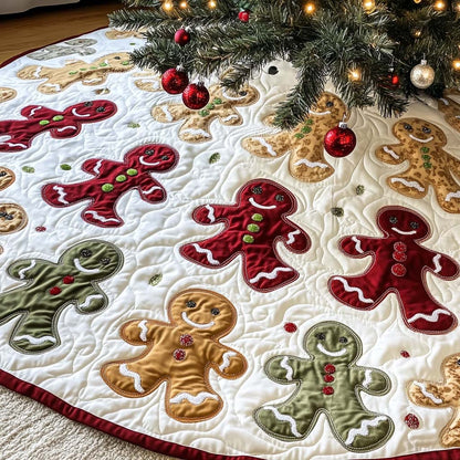 Gingerbread Jamboree Christmas Quilted Tree Skirt VTQ-Myprintsy