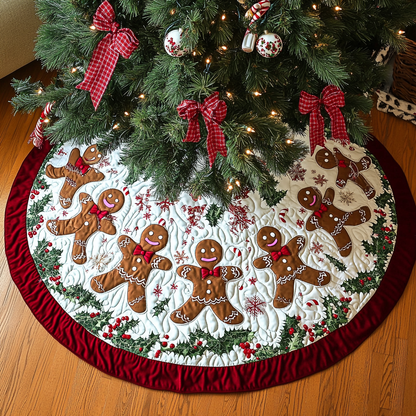 Gingerbread Joy Christmas Quilted Tree Skirt-Myprintsy