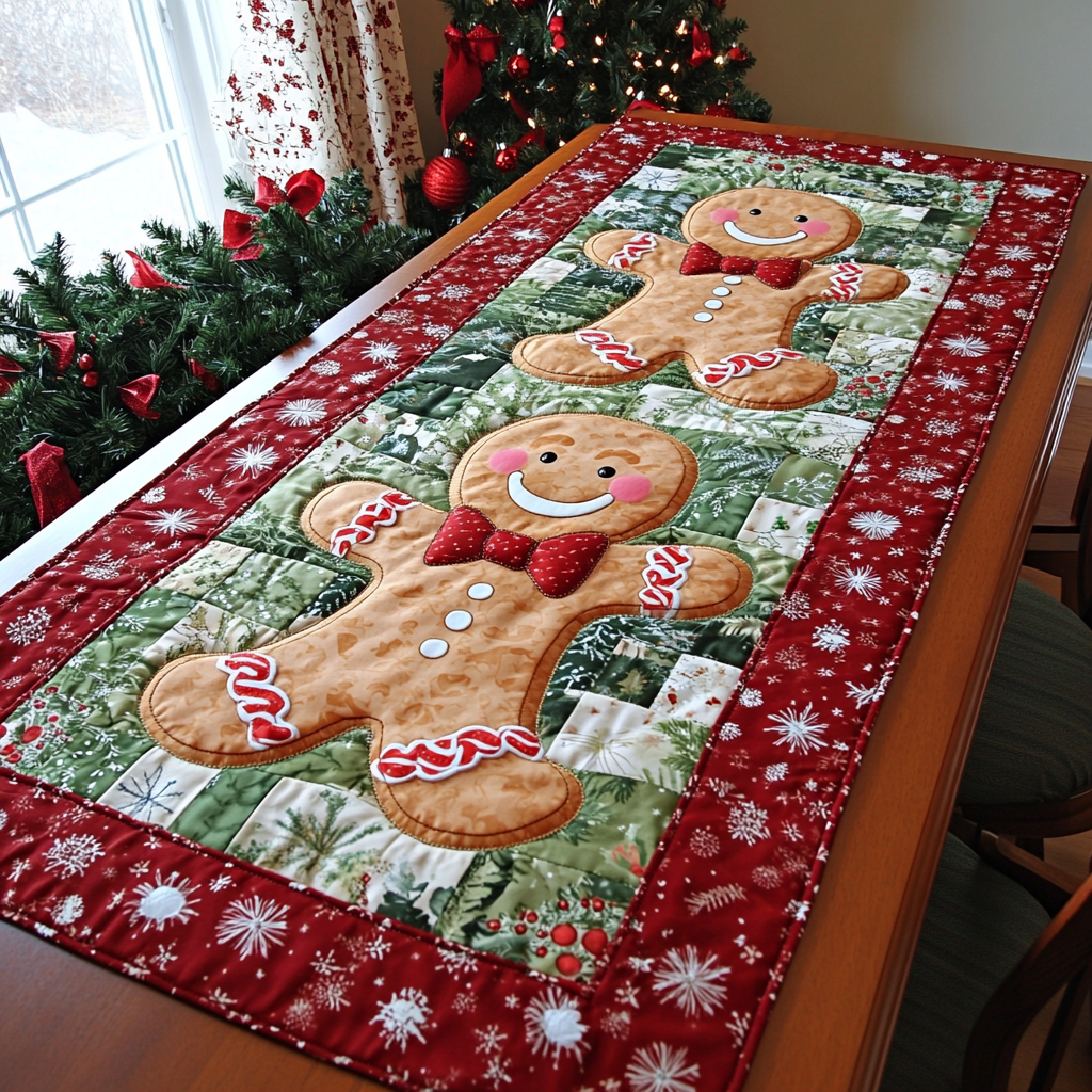 Gingerbread Joy Quilted Table Runner VTQ-Myprintsy