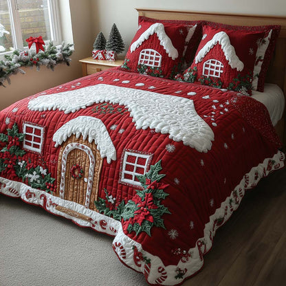 Gingerbread Red -Piece Quilted Bedding Set VTQ-Myprintsy