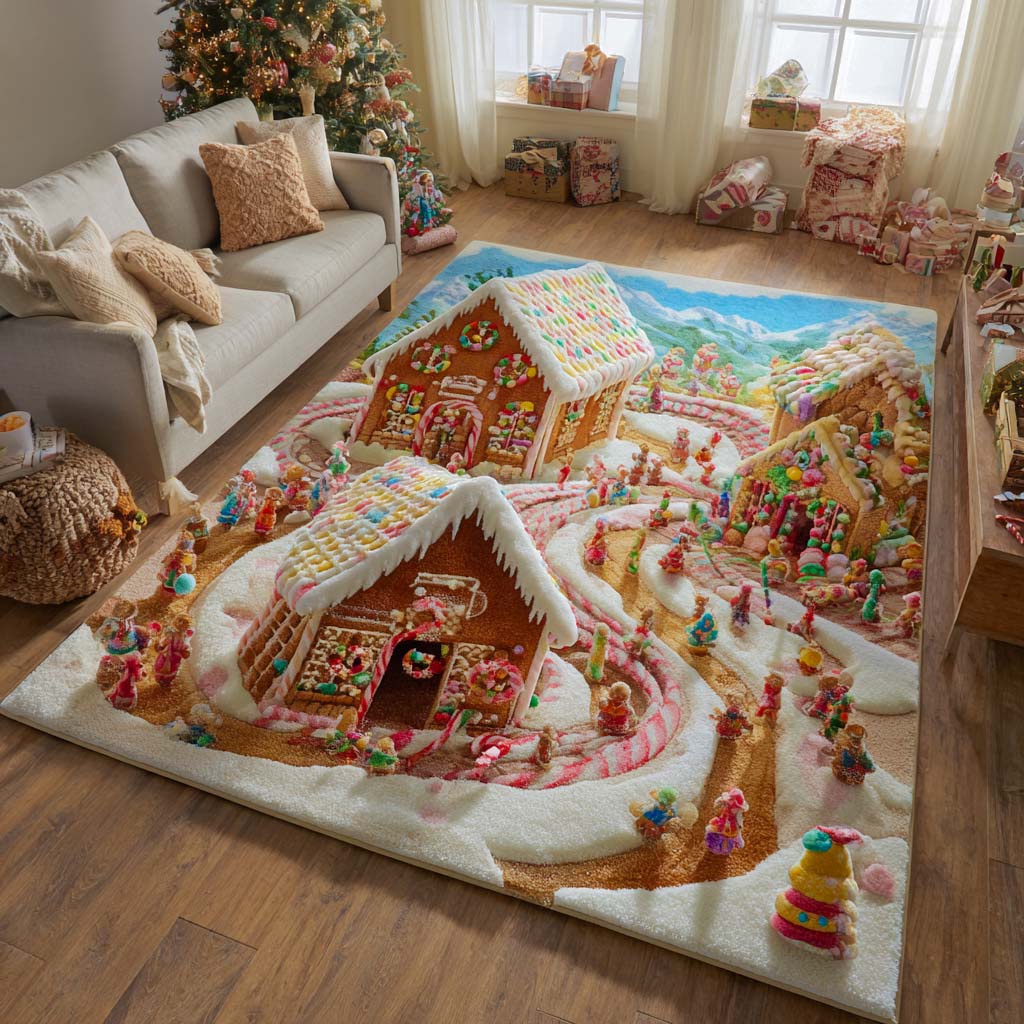 Gingerbread Village Nightfall Area Rug VTQ-Myprintsy