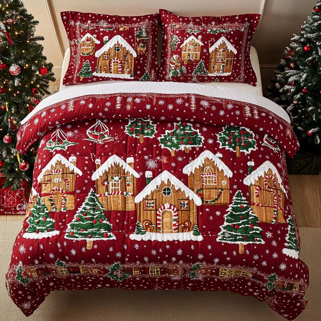 Gingerbread Village -Piece Quilted Bedding Set VTQ-Myprintsy