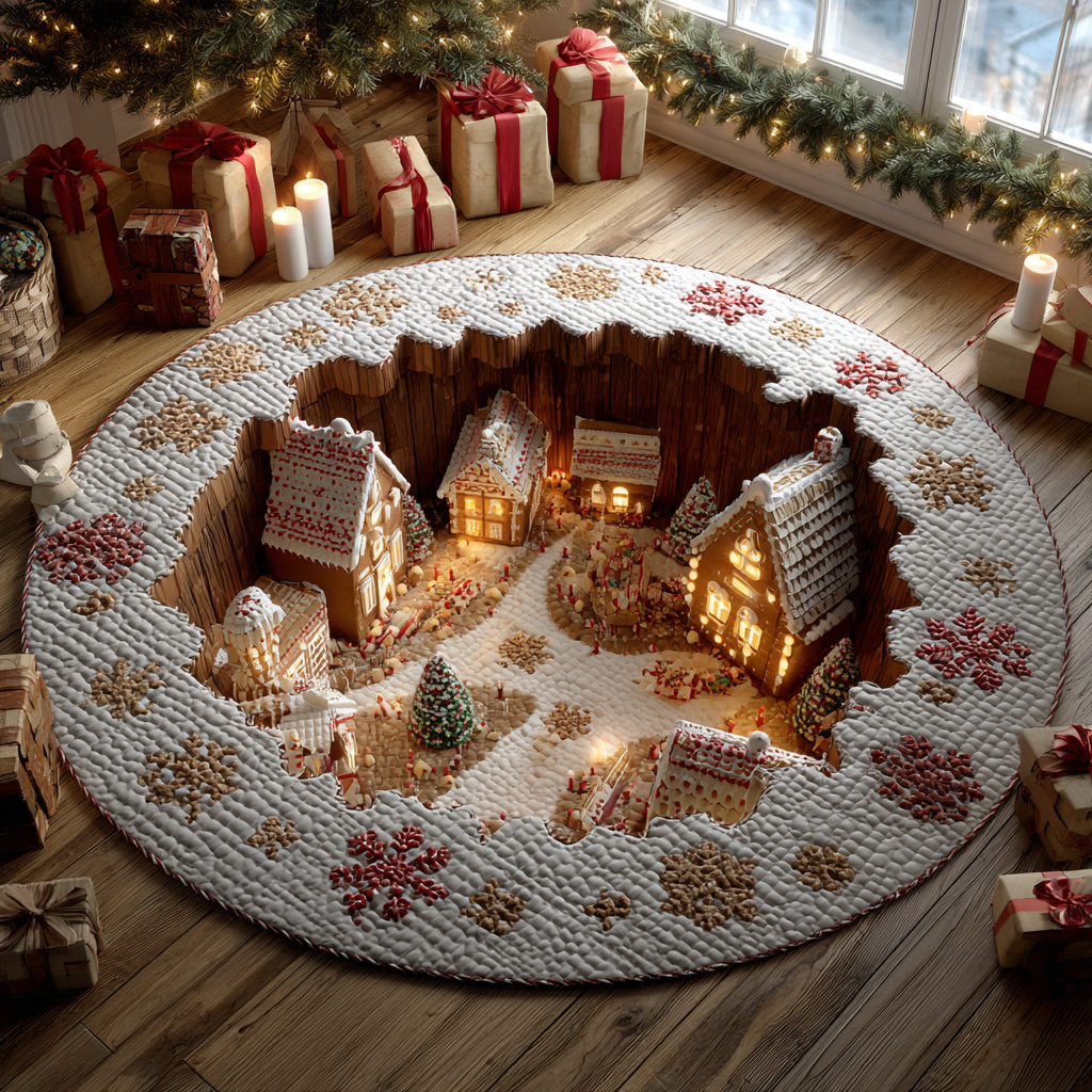 Gingerbread Village Round Carpet VTQ-Myprintsy
