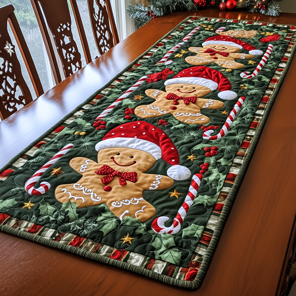 Gingerbread Whimsy Quilted Table Runner VTQ-Myprintsy