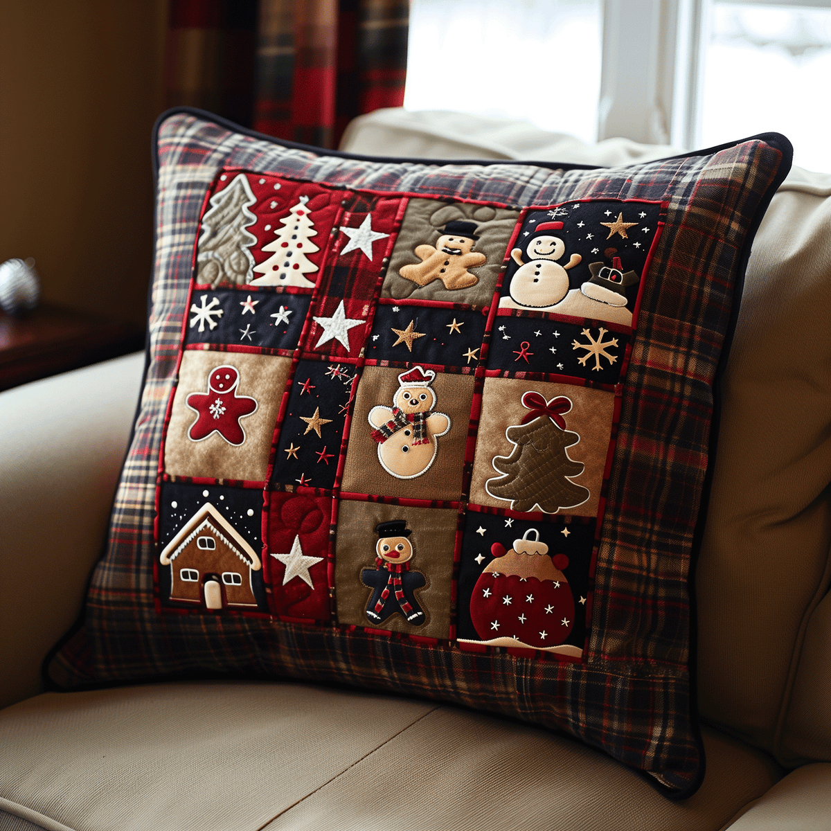 Gingerbread and Snow Quilted Pillow Case VTQ-Myprintsy
