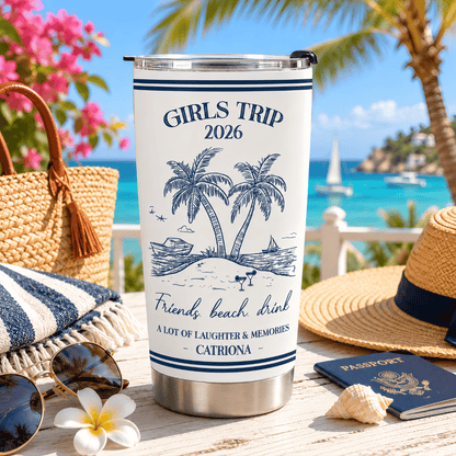 Girls Trip Summer Time - Personalized Travelling Tumbler Cup, Girls Trip Gifts-Myprintsy