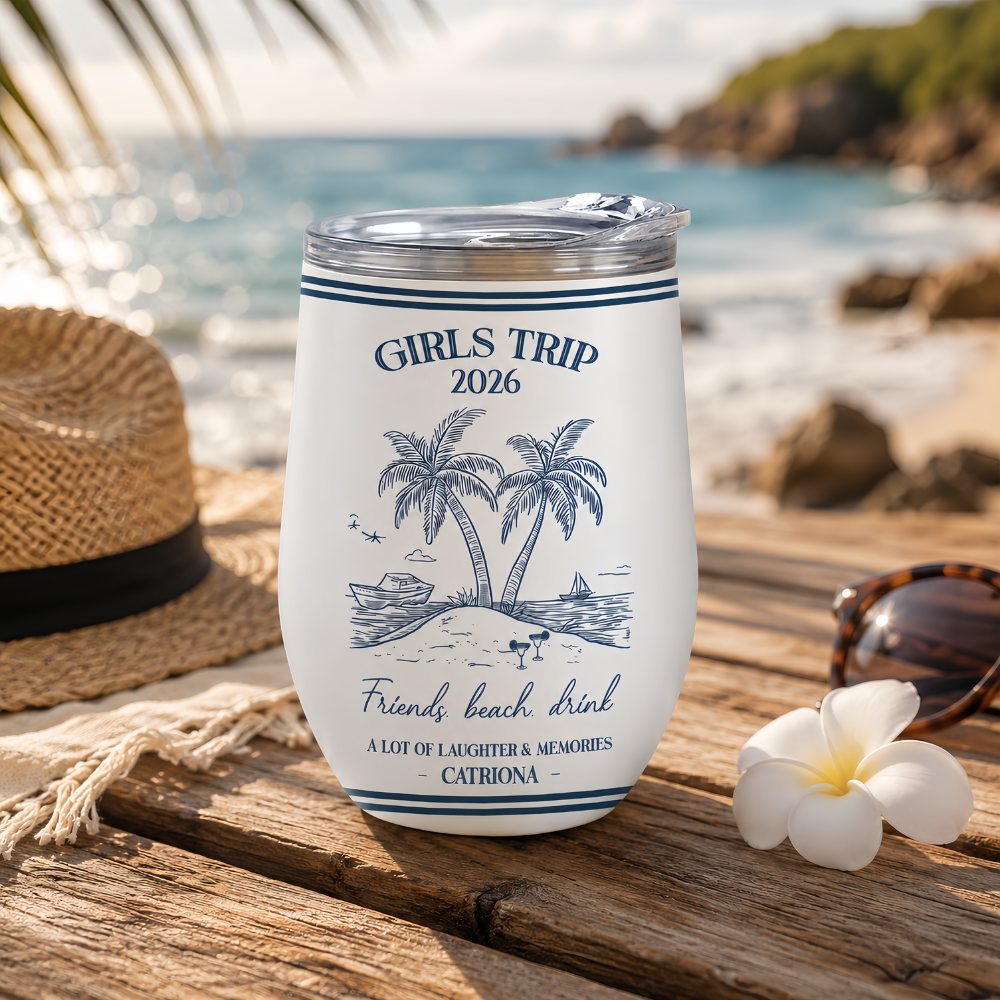 Girls Trip Summer Time - Personalized Wine Travelling Tumbler, Girls Trip Gifts-Myprintsy