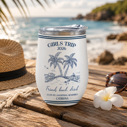 Girls Trip Summer Time - Personalized Wine Travelling Tumbler, Girls Trip Gifts-Myprintsy