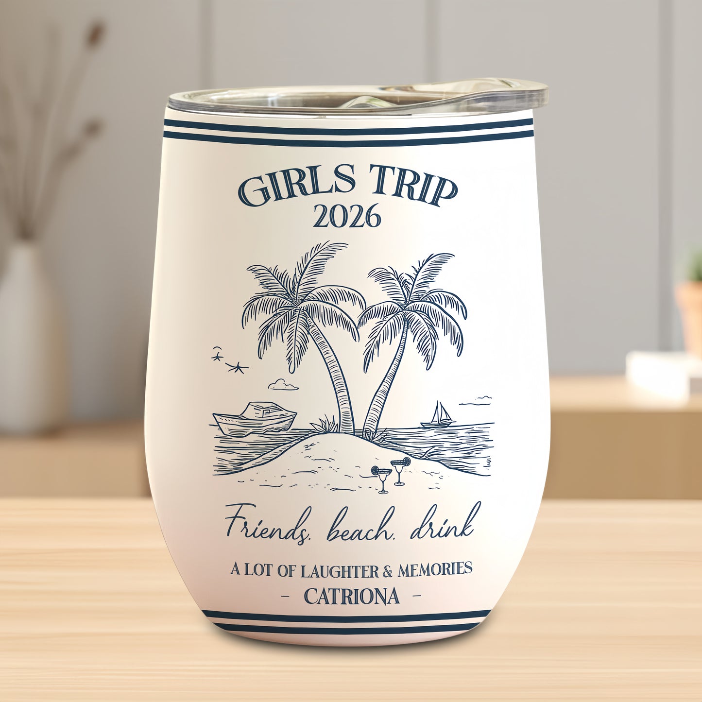 Girls Trip Summer Time - Personalized Wine Travelling Tumbler, Girls Trip Gifts-Myprintsy