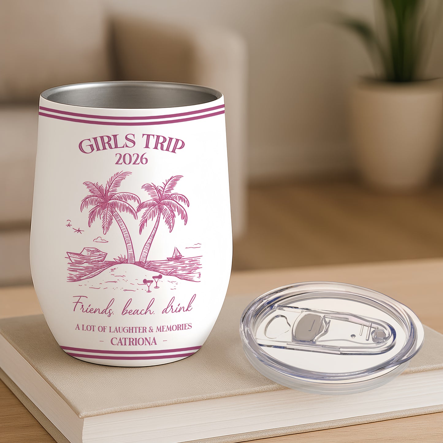 Girls Trip Summer Time - Personalized Wine Travelling Tumbler, Girls Trip Gifts-Myprintsy