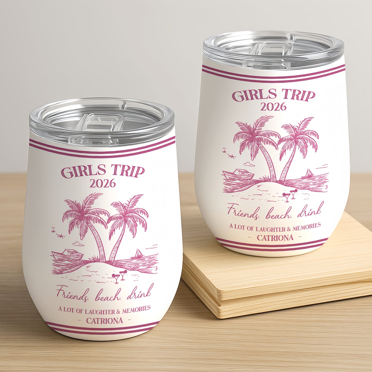 Girls Trip Summer Time - Personalized Wine Tumbler, Girls Trip Gifts-Myprintsy