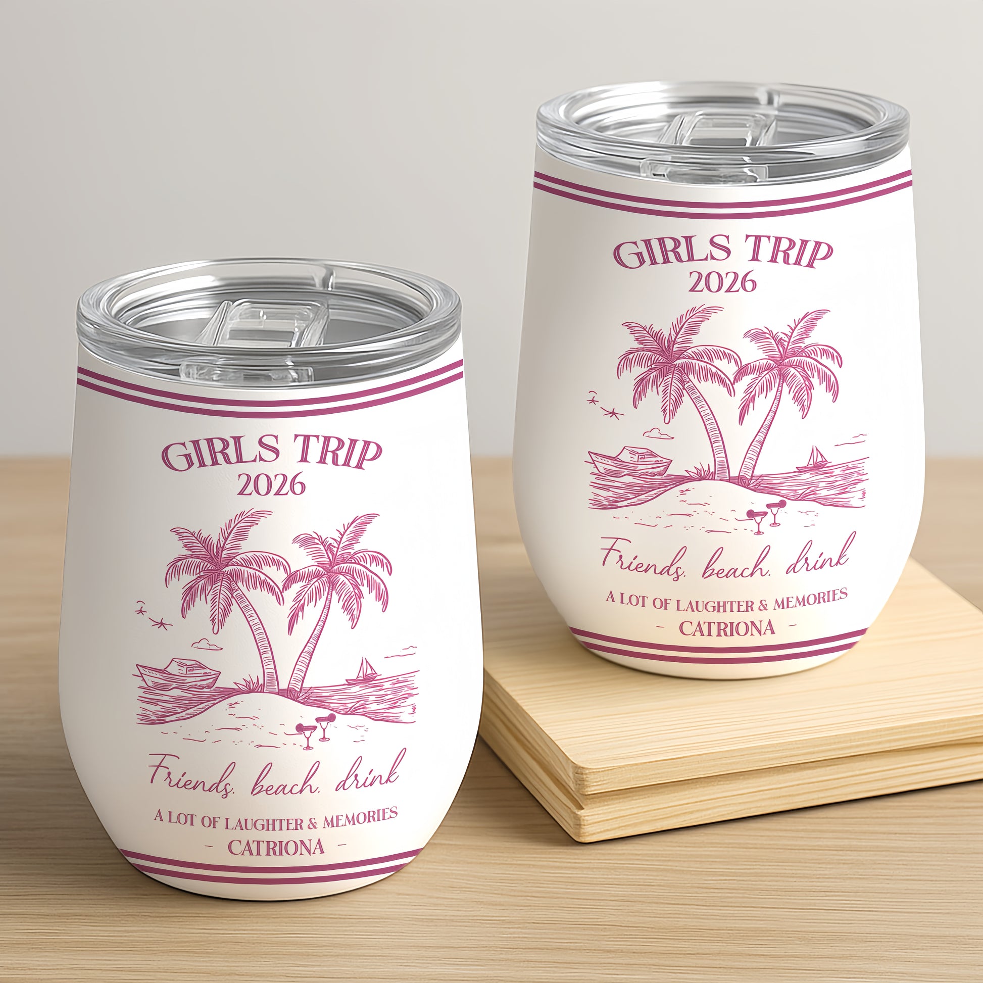 Girls Trip Summer Time - Personalized Wine Tumbler, Girls Trip Gifts-Myprintsy