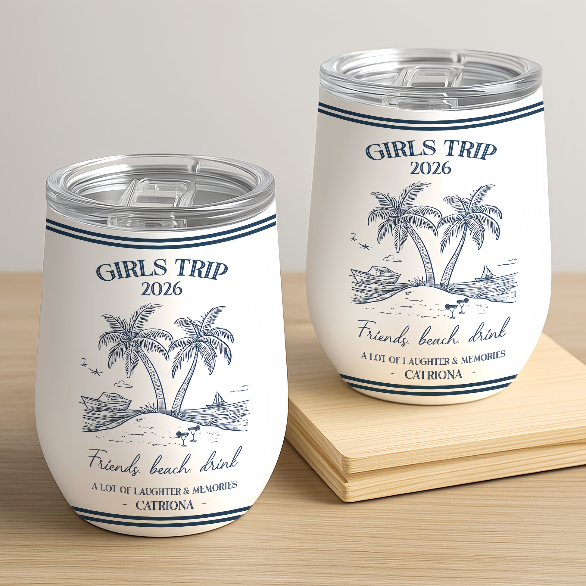Girls Trip Summer Time - Personalized Wine Tumbler, Girls Trip Gifts-Myprintsy