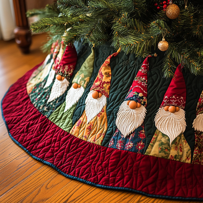 Gnome Cheer Quilted Christmas Tree Skirt VH-Myprintsy