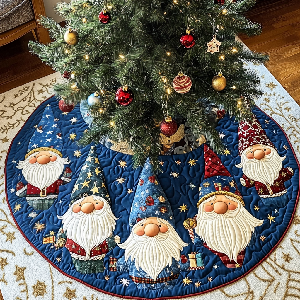 Gnome Christmas Charm Christmas Quilted Tree Skirt-Myprintsy