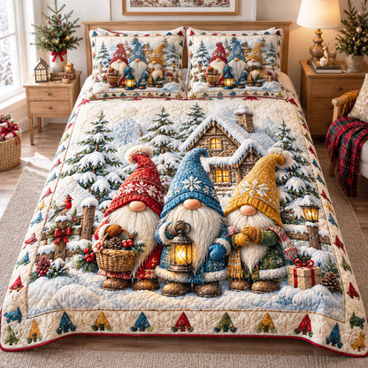 Gnome Christmas -Piece Quilted Bedding Set VTQ-Myprintsy