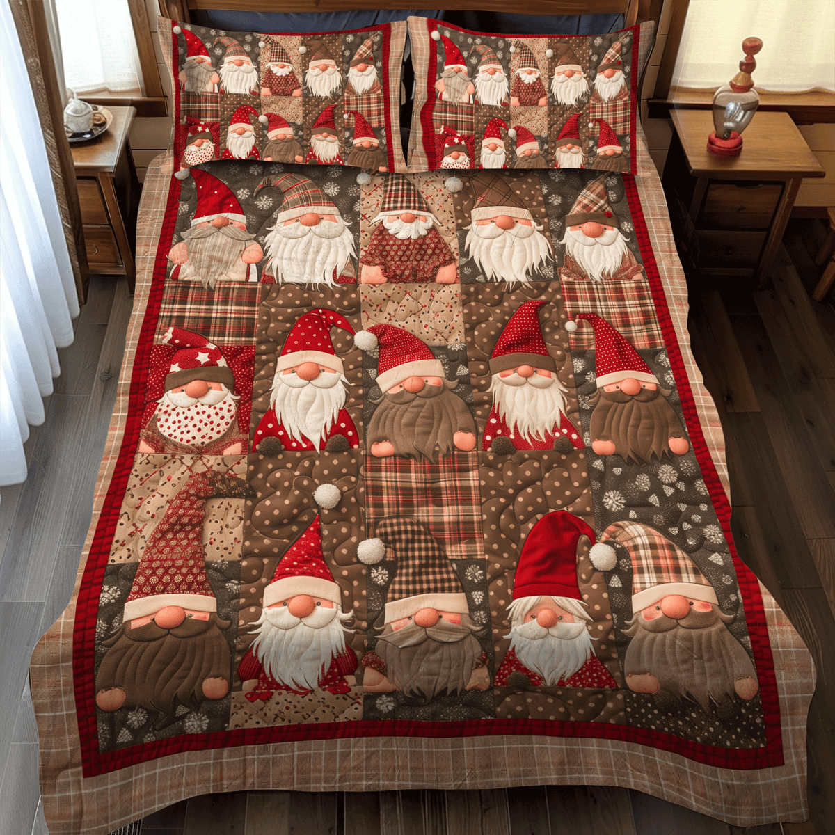 Gnome Cottage -Piece Quilted Bedding Set VTQ-Myprintsy