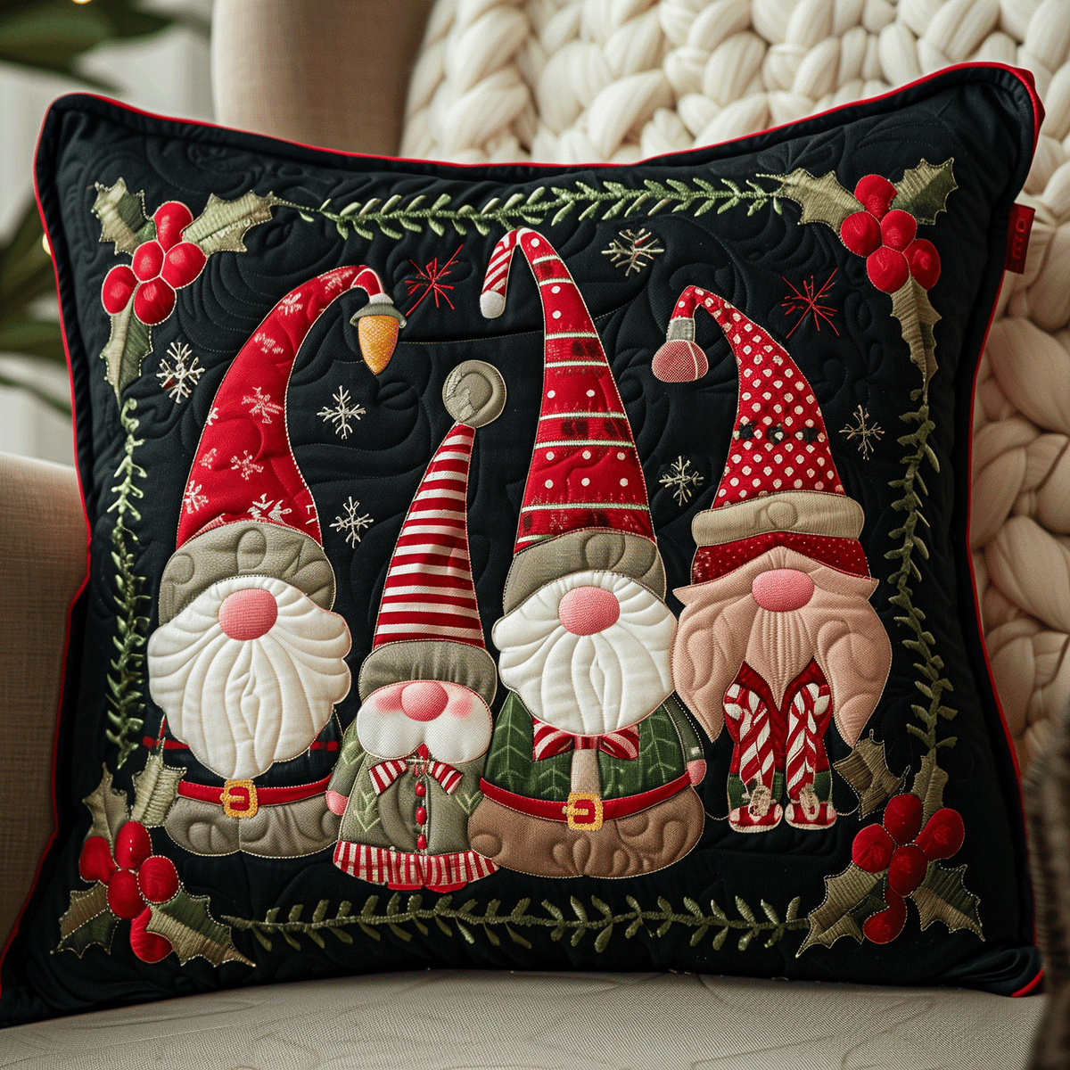 Gnome Holiday Hugs Quilted Pillow Case VTQ-Myprintsy