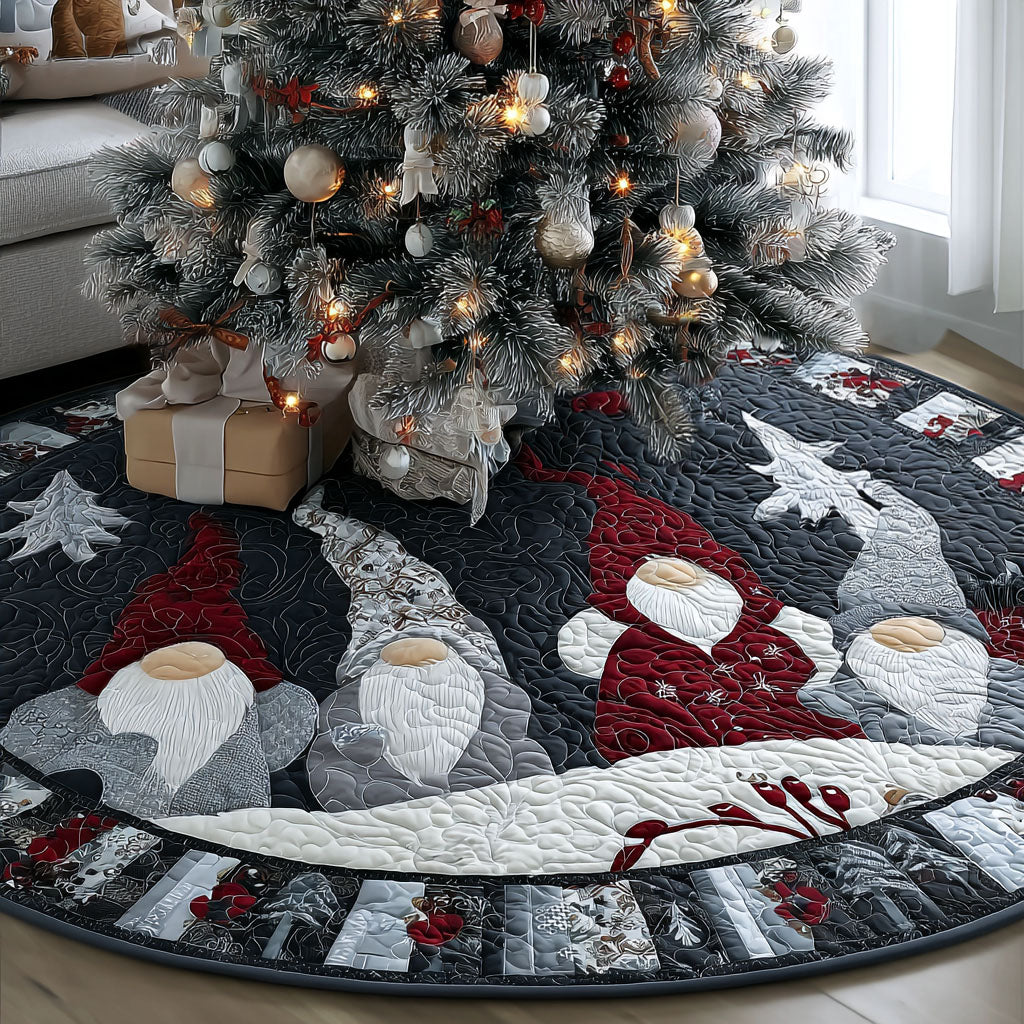 Gnome Holiday Magic Christmas Quilted Tree Skirt-Myprintsy