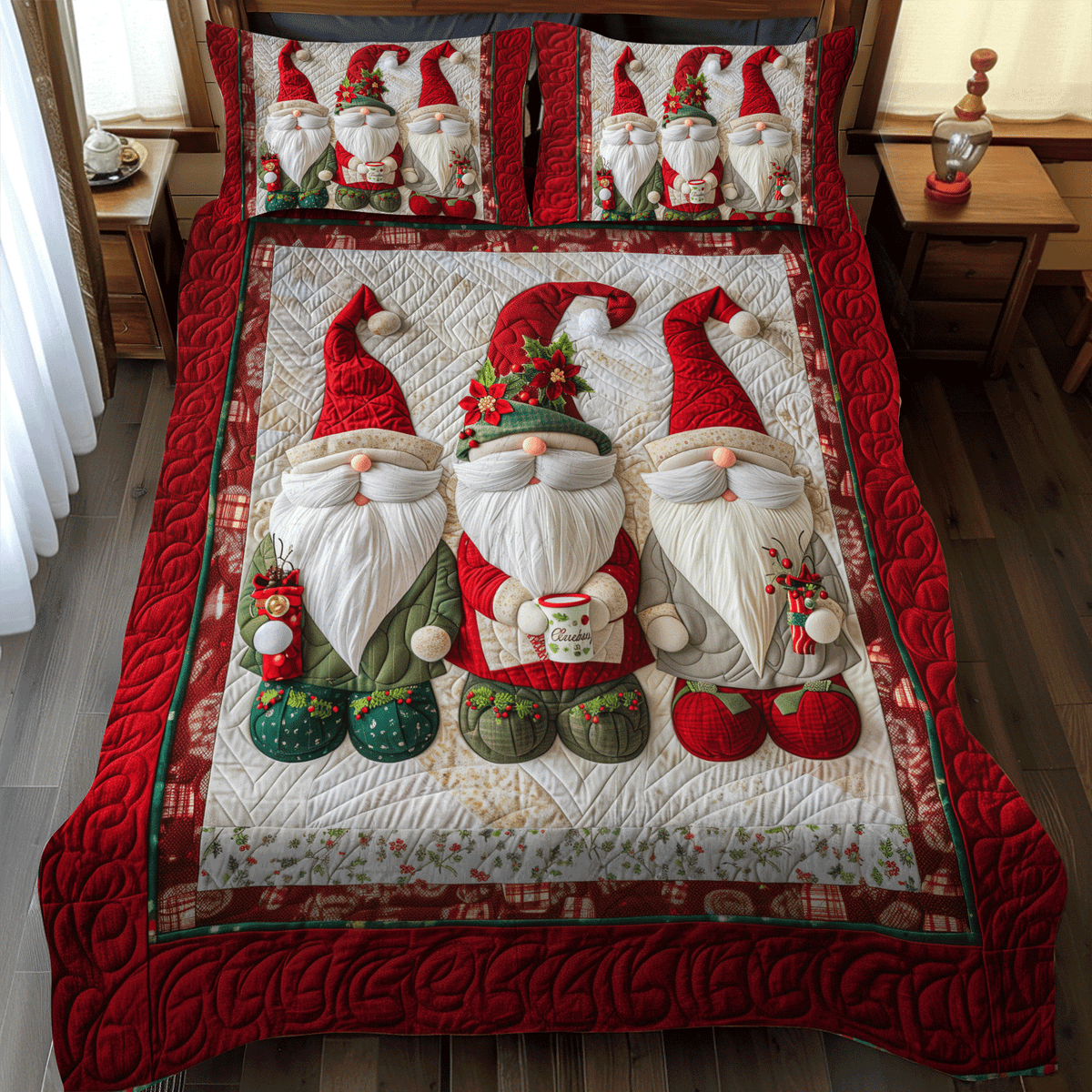 Gnome Home -Piece Quilted Bedding Set VTQ-Myprintsy