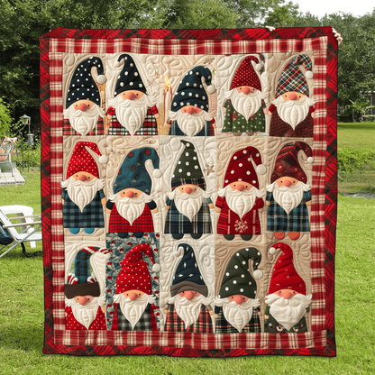 Gnome Huddle Quilted Blanket VTQ-Myprintsy