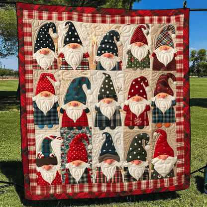 Gnome Huddle Quilted Blanket VTQ-Myprintsy