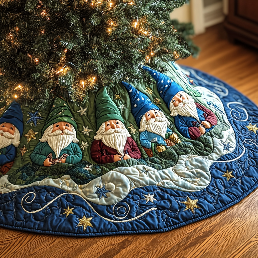 Gnome Magic Quilted Christmas Tree Skirt VH VTQ-Myprintsy