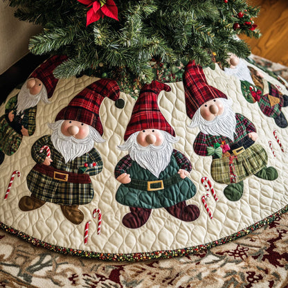 Gnome Noel Charm Quilted Christmas Tree Skirt-Myprintsy