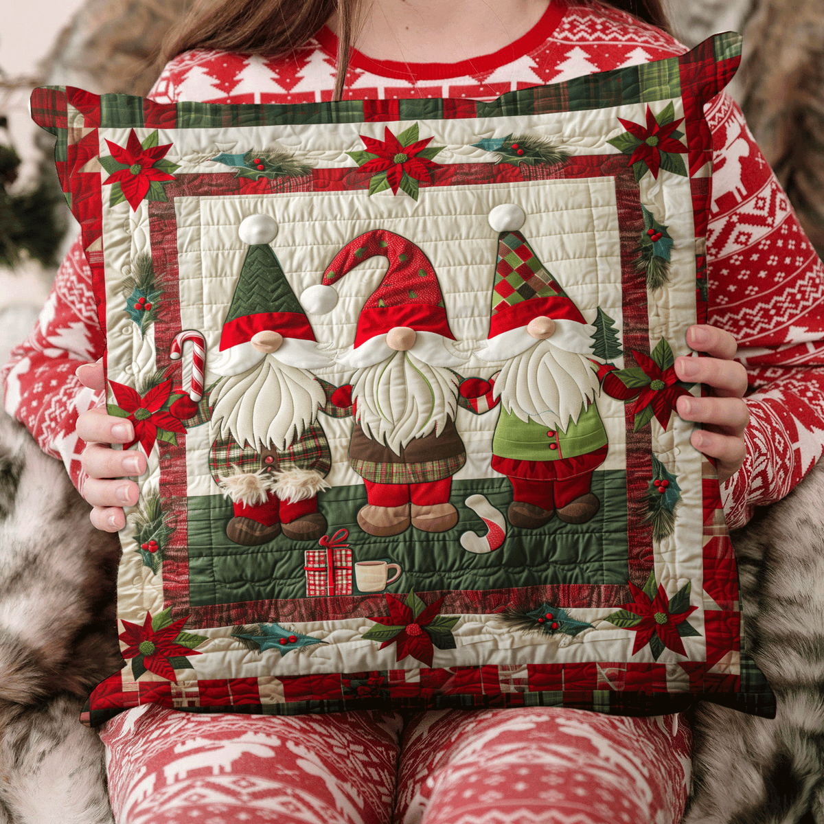 Gnome Parade Quilted Pillow Case VTQ-Myprintsy