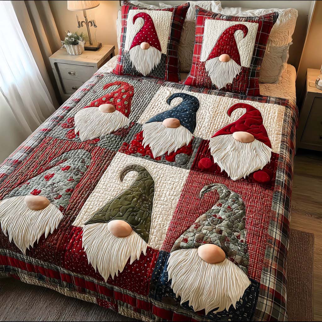 Gnome Patchwork -Piece Quilted Bedding Set VTQ-Myprintsy