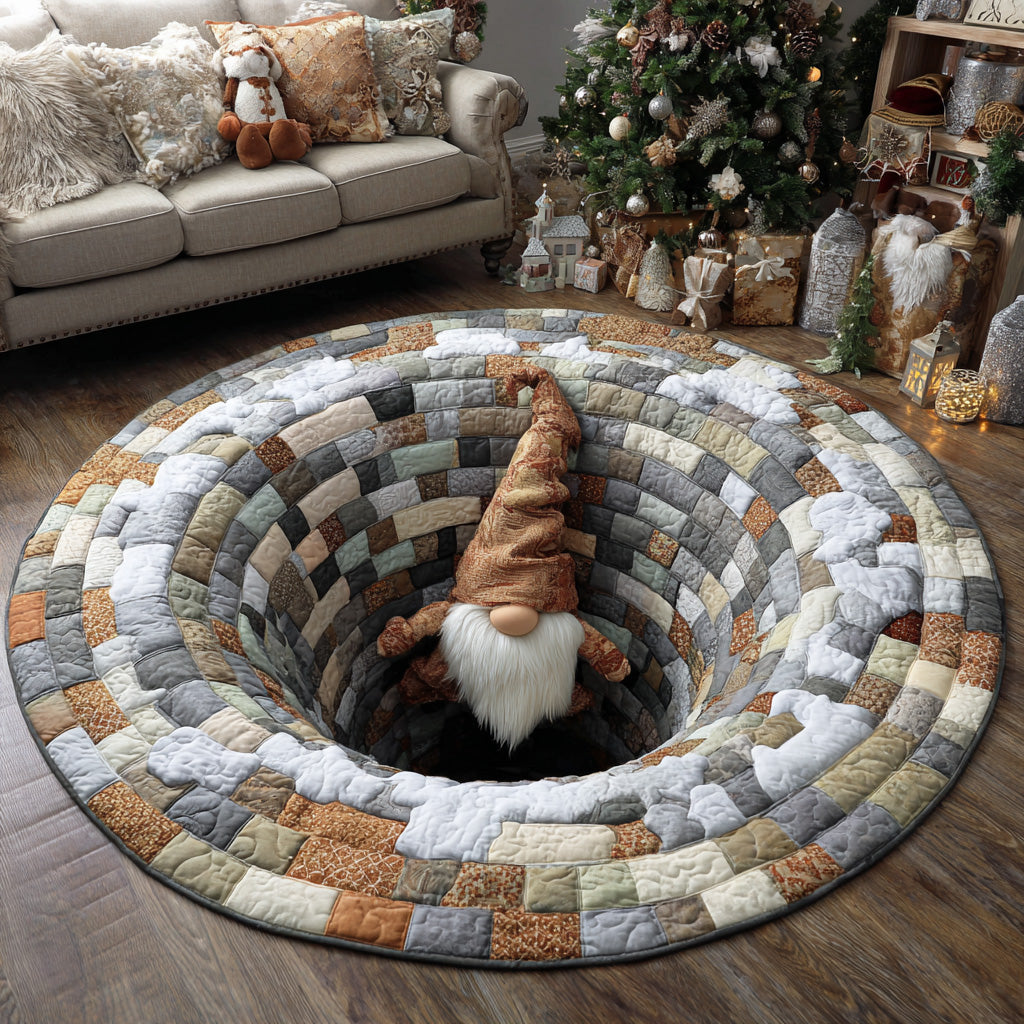 Gnome Portal Quilted Round Mat VTQ-Myprintsy