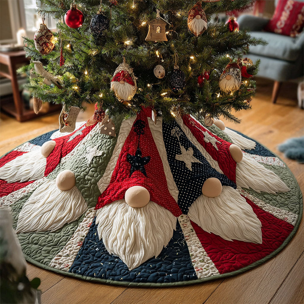 Gnome Star Path Christmas Quilted Tree Skirt-Myprintsy
