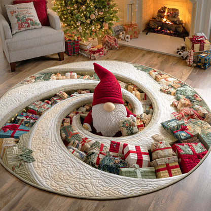 Gnome Surprise Quilted Round Mat VTQ-Myprintsy